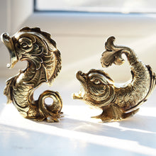 Load image into Gallery viewer, Sterling Silver Gilt Salt and Pepper Shakers in the form of Fish/Dolphin
