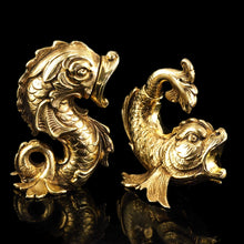 Load image into Gallery viewer, Sterling Silver Gilt Salt and Pepper Shakers in the form of Fish/Dolphin
