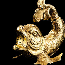 Load image into Gallery viewer, Sterling Silver Gilt Salt and Pepper Shakers in the form of Fish/Dolphin

