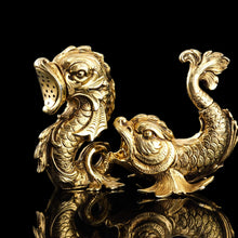 Load image into Gallery viewer, Sterling Silver Gilt Salt and Pepper Shakers in the form of Fish/Dolphin
