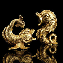 Load image into Gallery viewer, Sterling Silver Gilt Salt and Pepper Shakers in the form of Fish/Dolphin
