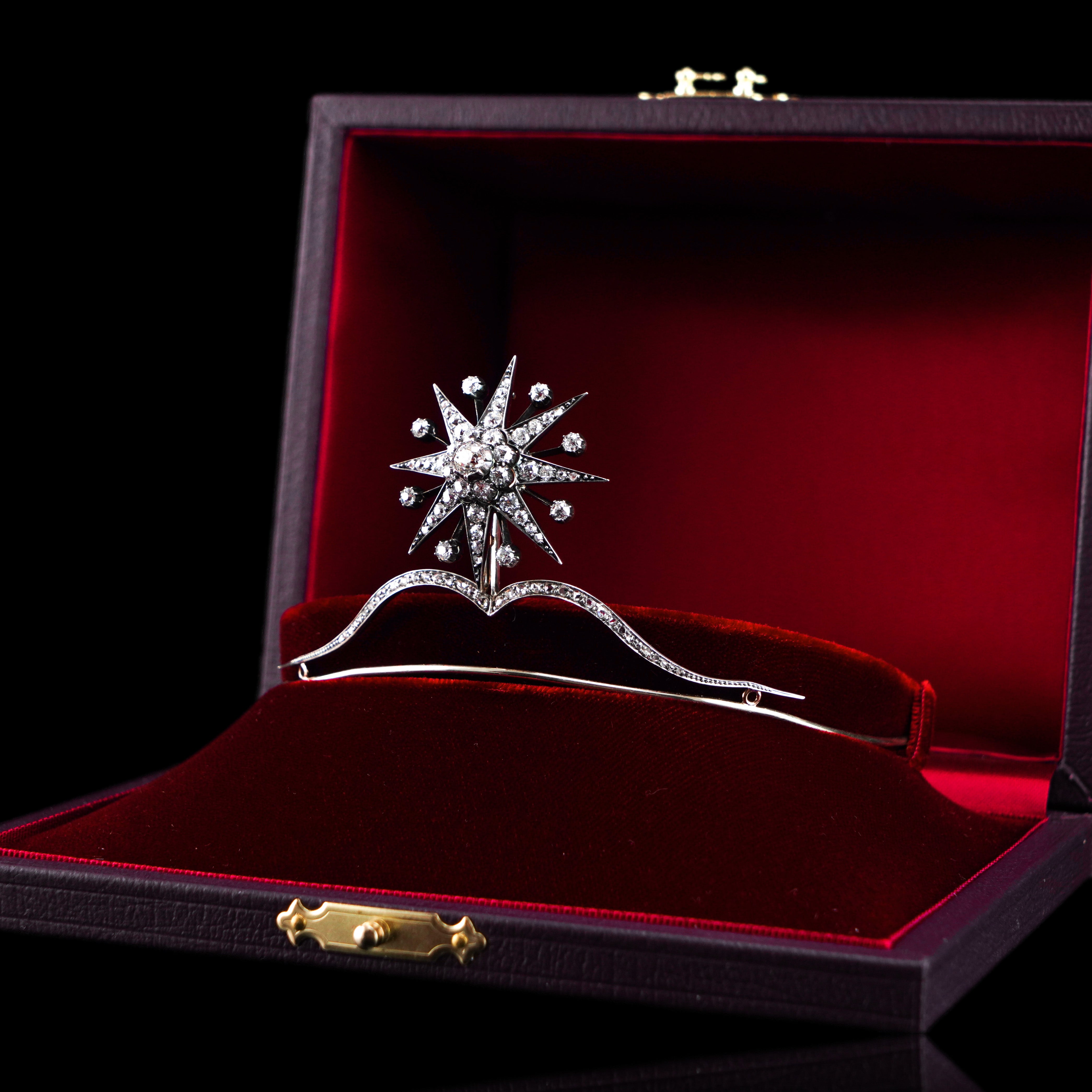Antique Victorian Diamond Tiara with Diamond Star - c.1890