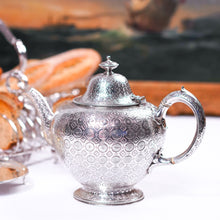 Load image into Gallery viewer, Antique Victorian Solid Silver Teapot with Rare Dotted Pattern - Barnards 1863

