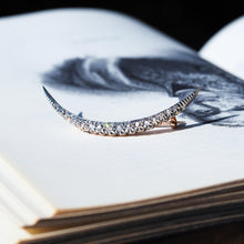 Load image into Gallery viewer, Antique Victorian Diamond Brooch Crescent 14K Gold - c.1890
