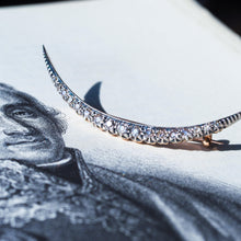 Load image into Gallery viewer, Antique Victorian Diamond Brooch Crescent 14K Gold - c.1890
