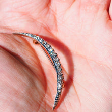 Load image into Gallery viewer, Antique Victorian Diamond Brooch Crescent 14K Gold - c.1890
