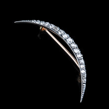 Load image into Gallery viewer, Antique Victorian Diamond Brooch Crescent 14K Gold - c.1890
