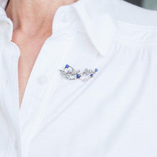 Load image into Gallery viewer, Antique Victorian Sapphire and Diamond Brooch with Foliate Motif 9K Gold- c.1880
