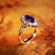 Load image into Gallery viewer, A Magnificent Vintage 18K Gold Large Amethyst &amp; Diamond Marquise Ring
