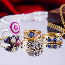 Load image into Gallery viewer, Antique Victorian 18K Gold Sapphire &amp; Diamond Ring - c.1880

