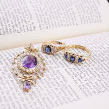 Load image into Gallery viewer, Antique Victorian 18K Gold Sapphire &amp; Diamond Ring - c.1880
