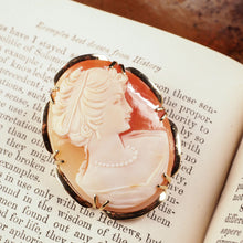 Load image into Gallery viewer, Vintage 9K Gold Cameo Brooch with Hand Engraved Maiden Head - c.1966
