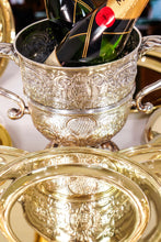 Load image into Gallery viewer, Antique Georgian Irish Solid Silver Large (1kg+) Two Handled Cup/Wine Cooler with Beautiful Floral Chasing - Dublin 1726
