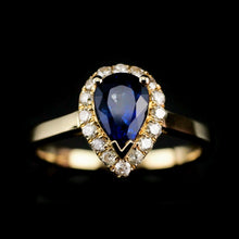 Load image into Gallery viewer, A Stunning 14K Gold Sapphire &amp; Diamond Cluster Ring 1.06 Carat
