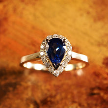 Load image into Gallery viewer, A Stunning 14K Gold Sapphire &amp; Diamond Cluster Ring 1.06 Carat
