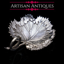 Load image into Gallery viewer, A Georgian Solid Silver Tea Caddy Spoon in Grape Leaf Form - Taylor &amp; Perry 1834 - Artisan Antiques
