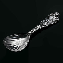 Load image into Gallery viewer, Antique Georgian Solid Silver Tea Caddy Spoon with Cast Vine Handle - 1823 - Artisan Antiques
