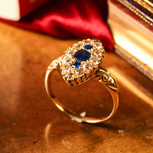Load image into Gallery viewer, A Marvellous Victorian 18K Gold Sapphire &amp; Diamond Navette Ring
