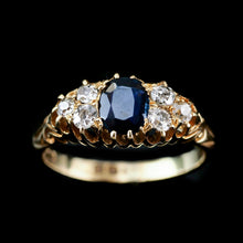 Load image into Gallery viewer, Antique Victorian 18K Gold Sapphire &amp; Diamond Ring - c.1880
