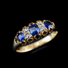 Load image into Gallery viewer, Antique Victorian 18K Gold Sapphire &amp; Diamond Ring - Chester 1882
