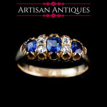 Load image into Gallery viewer, Antique Victorian 18K Gold Sapphire &amp; Diamond Ring - Chester 1882
