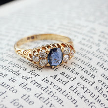 Load image into Gallery viewer, Antique Victorian 18K Gold Sapphire &amp; Diamond Ring - c.1880
