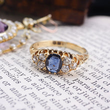 Load image into Gallery viewer, Antique Victorian 18K Gold Sapphire &amp; Diamond Ring - c.1880
