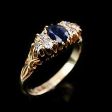 Load image into Gallery viewer, Antique Victorian 18K Gold Sapphire &amp; Diamond Ring - c.1880
