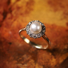 Load image into Gallery viewer, Antique Victorian 18K Gold Pearl &amp; Diamond Cluster Ring - c.1890
