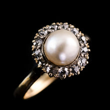 Load image into Gallery viewer, Antique Victorian 18K Gold Pearl &amp; Diamond Cluster Ring - c.1890
