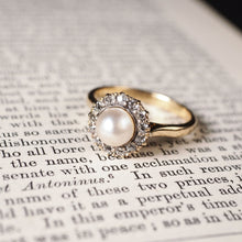 Load image into Gallery viewer, Antique Victorian 18K Gold Pearl &amp; Diamond Cluster Ring - c.1890
