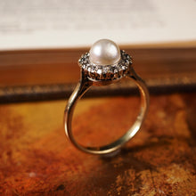 Load image into Gallery viewer, Antique Victorian 18K Gold Pearl &amp; Diamond Cluster Ring - c.1890
