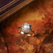 Load image into Gallery viewer, Antique Victorian 18K Gold Pearl &amp; Diamond Cluster Ring - c.1890
