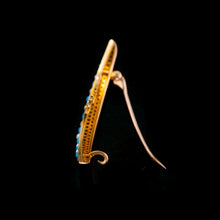 Load image into Gallery viewer, Antique Victorian 15K Gold Turquoise, Pearl &amp; Diamond Crescent Brooch - c.1900
