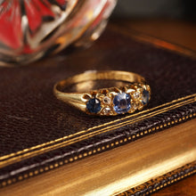 Load image into Gallery viewer, Antique Victorian 18K Gold Sapphire &amp; Diamond Ring - Birmingham 1857
