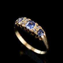 Load image into Gallery viewer, Antique Victorian 18K Gold Sapphire &amp; Diamond Ring - Birmingham 1857
