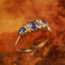 Load image into Gallery viewer, Antique Victorian 18K Gold Sapphire &amp; Diamond Ring - Birmingham 1857
