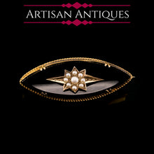 Load image into Gallery viewer, Antique Victorian Onyx &amp; Pearl 18K Gold Brooch
