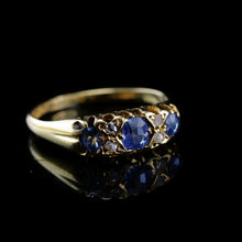 Load image into Gallery viewer, Antique Victorian 18K Gold Sapphire &amp; Diamond Ring - Birmingham 1857
