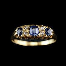 Load image into Gallery viewer, Antique Victorian 18K Gold Sapphire &amp; Diamond Ring - Birmingham 1857
