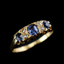 Load image into Gallery viewer, Antique Victorian 18K Gold Sapphire &amp; Diamond Ring - Birmingham 1857
