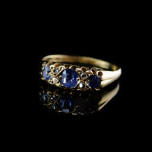 Load image into Gallery viewer, Antique Victorian 18K Gold Sapphire &amp; Diamond Ring - Birmingham 1857
