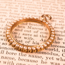 Load image into Gallery viewer, Antique Victorian 15K Gold Photo Locket Pendant with Cluster Seed Pearl Border - c.1890s
