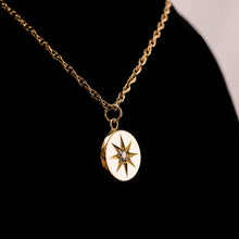 Load image into Gallery viewer, Antique Victorian Necklace 18K Gold Diamond Star Pendant &amp; Chain c.1900
