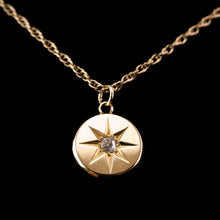 Load image into Gallery viewer, Antique Victorian Necklace 18K Gold Diamond Star Pendant &amp; Chain c.1900
