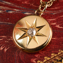 Load image into Gallery viewer, Antique Victorian Necklace 18K Gold Diamond Star Pendant &amp; Chain c.1900
