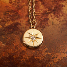 Load image into Gallery viewer, Antique Victorian Necklace 18K Gold Diamond Star Pendant &amp; Chain c.1900
