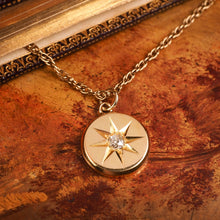 Load image into Gallery viewer, Antique Victorian Necklace 18K Gold Diamond Star Pendant &amp; Chain c.1900
