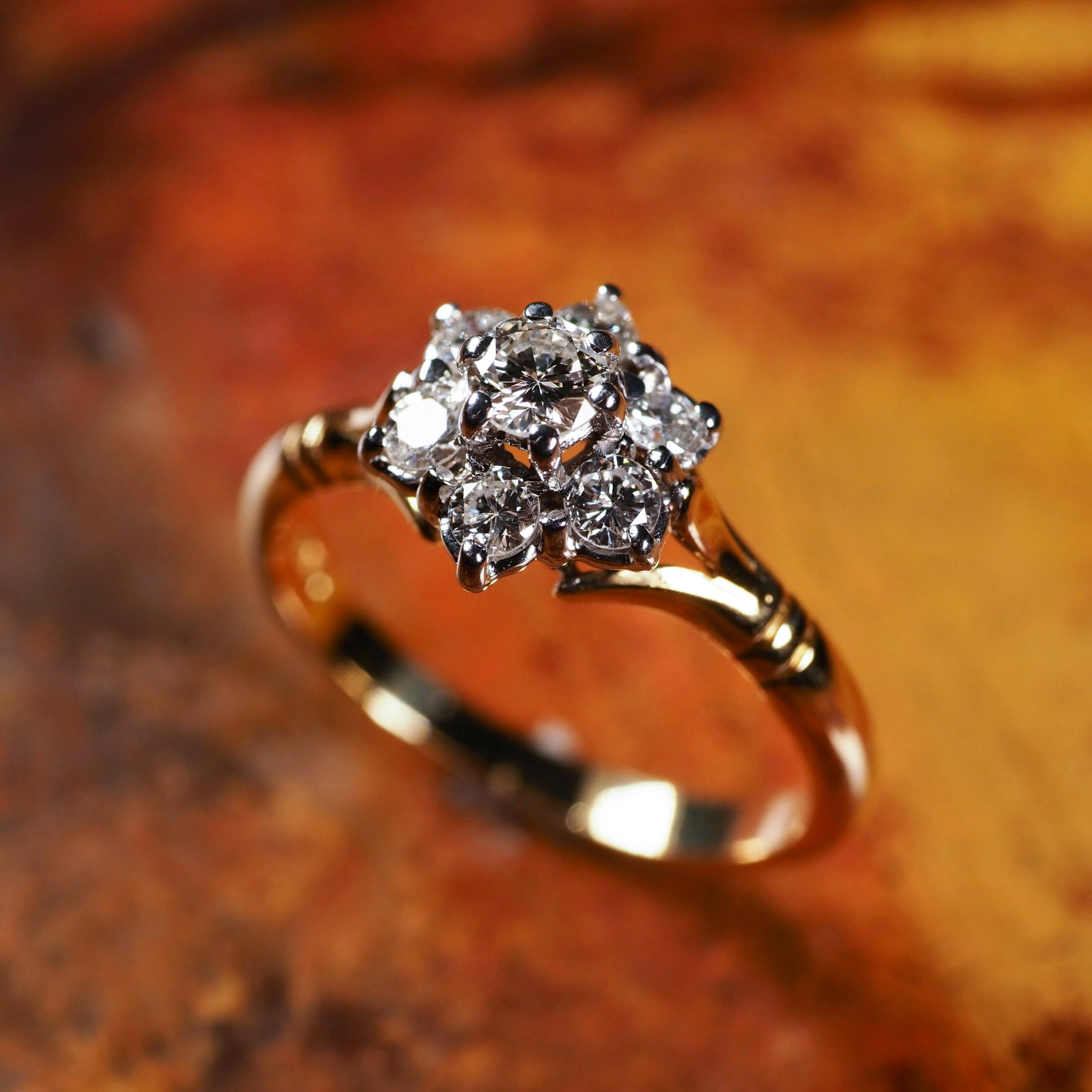 Diamond flower head cluster ring – Charlotte Emily Jewellery