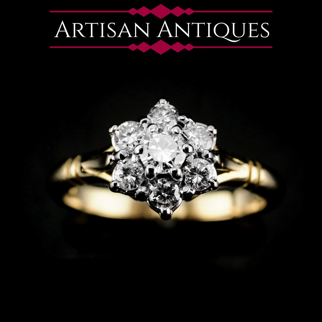 A Brilliant 18K Gold & Diamond Cluster/Flower Ring